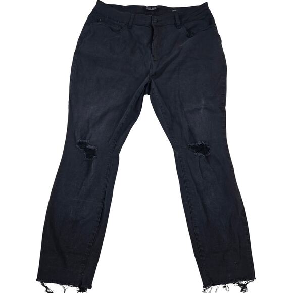 Judy Blue High‎ Rise Destroyed Slim Fit Raw Hem Black Jeans Women's Size 20W - Picture 2 of 7